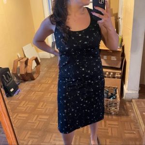 VINTAGE black floral body con dress